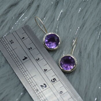 Amethyst Earrings: Sterling Silver, February Birthstone, 2 of 5