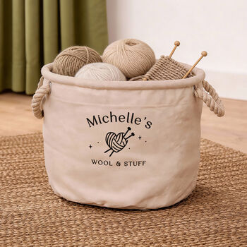 Personalised Knitting Supplies Storage Basket, 2 of 2