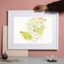 Personalised Hampshire Map: Add Favourite Places, thumbnail 1 of 4