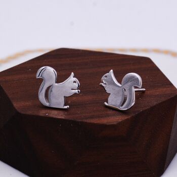 Sterling Silver Squirrel Stud Earrings, 2 of 12