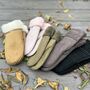 Sheepskin Mittens In Autumn Shades, thumbnail 1 of 2