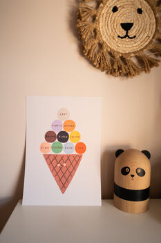 Illustrative Educational Art Print For Kids With Ice Cream Of Colours, 2 of 5