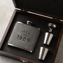 Personalised Vegan Leather Hip Flask Gift Set For Him, thumbnail 1 of 7