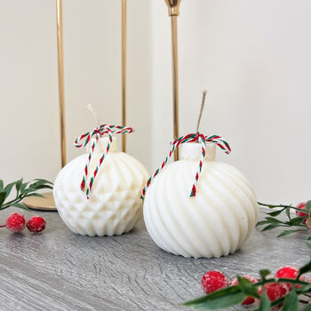 White Christmas Bauble Candle Decoration, 6 of 11