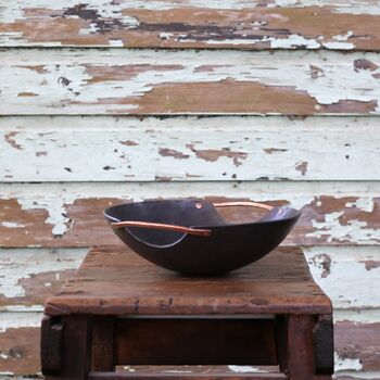 Personalised Steel Bowl With Elegant Copper Handles 11th Anniversary, 8 of 9