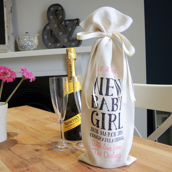 Personalised New Baby Wine Bottle Bag, 3 of 3