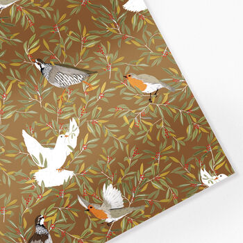 Christmas Birds Wildlife Christmas Wrapping Paper Umber, 2 of 5