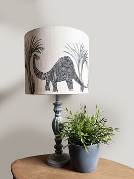 Dinosaur Linen Lampshade Metallic Lining, 3 of 5