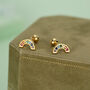 Sterling Silver Rainbow Cz 18 G Screw Back Stud Earrings, thumbnail 4 of 12