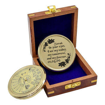 Personalised Three Inch Brass 100 Year Calendar Compass, 4 of 11
