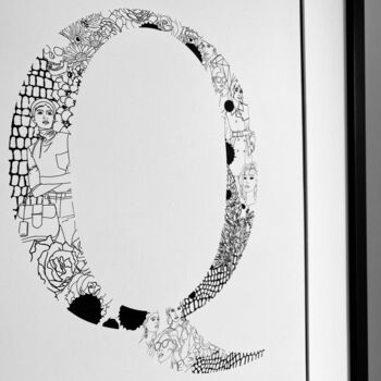 'Letter Q' Linear Illustration Print, 3 of 7