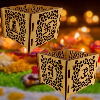 Personalised Diwali Wooden Lantern With Gift, 2 of 12