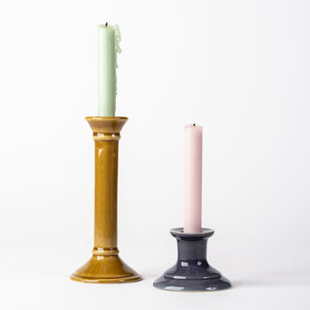 Handcrafted Ceramic Yellow Ochre Taper Candle Stick, 3 of 3