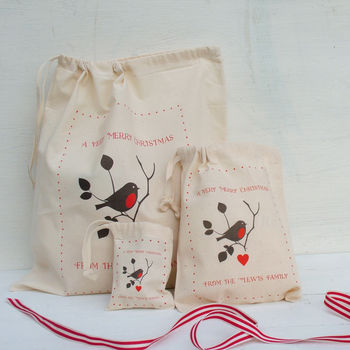 Personalised Christmas Robin Gift Bags, 3 of 4
