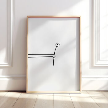 Cute Heart Flower Minimalist Line Drawing Print, 2 of 7
