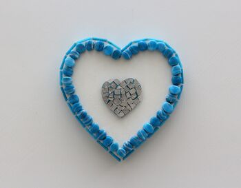Handmade Turquoise Heart Mosaic Wall Art, 2 of 4