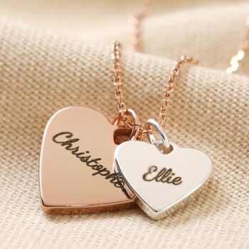 Personalised Double Wide Heart Charm Necklace, 3 of 9