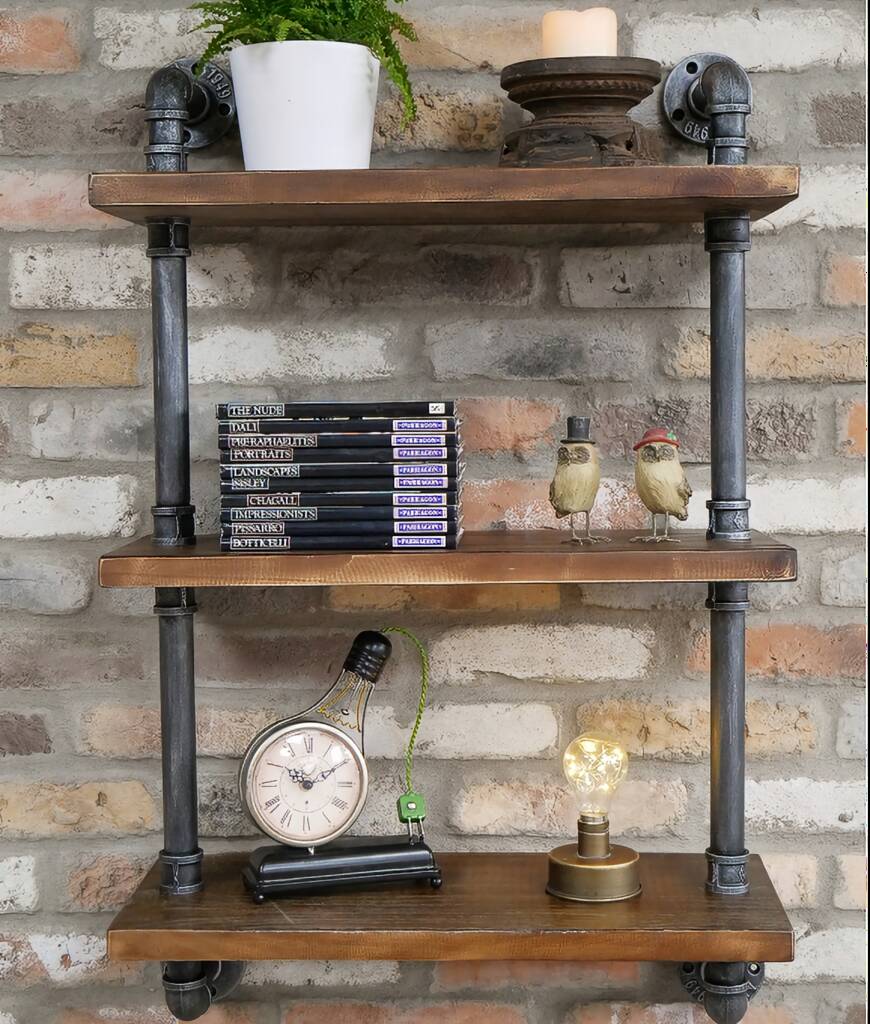 Industrial Wall Pipe Shelves, 1 of 3