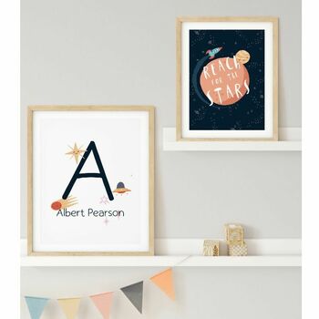 'Reach For The Stars' Kids Space Art Print Set, 6 of 7