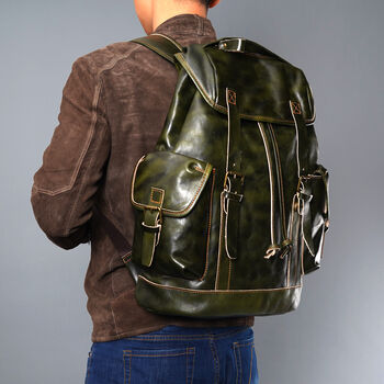 Genuine Leather Backpack In Russet Brown, 10 of 12