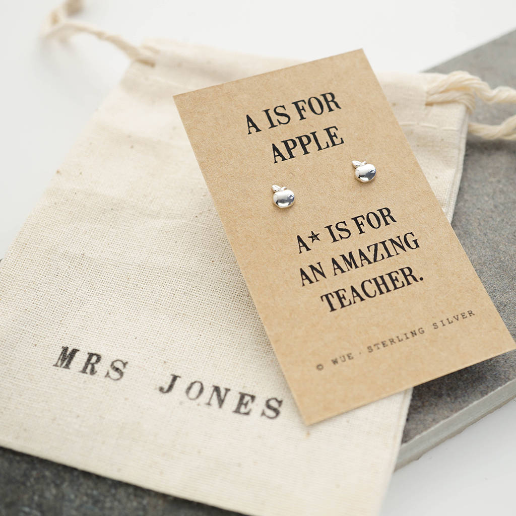 amazing teacher apple earrings by wue