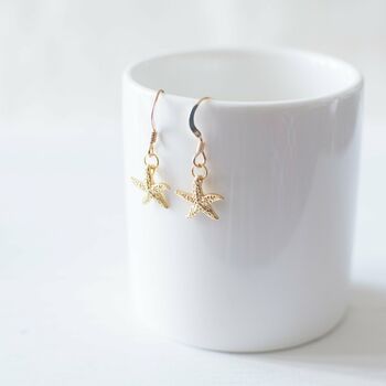 Gold Plated Starfish Earrings, 4 of 6