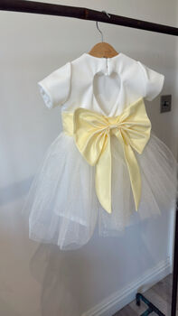 Cap Sleeve Flower Girl Tutu Dress With Heart Back And Large Satin Bow – Wedding And Special Occasion Dress For Girls, 6 of 10