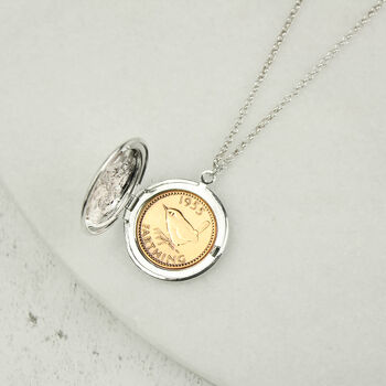 70th Or 80th Birthday Farthing Floral Locket Necklace, 6 of 8