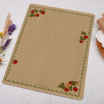 A4 Kraft Letter Writing Paper With Strawberries, 2 of 4