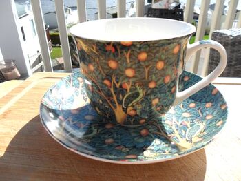 Large Cup And Saucer In William Morris Woodpecker Design, 10 of 12