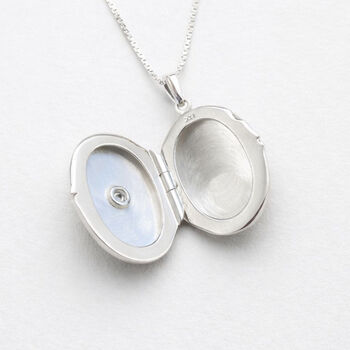 Personalised Large Oval Sterling Silver Star Locket, 6 of 10