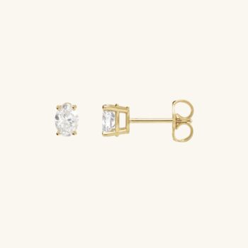 9ct Gold Oval Earring Studs, 3 of 4