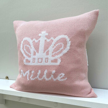 Personalised Knitted Crown Cushion, 2 of 5
