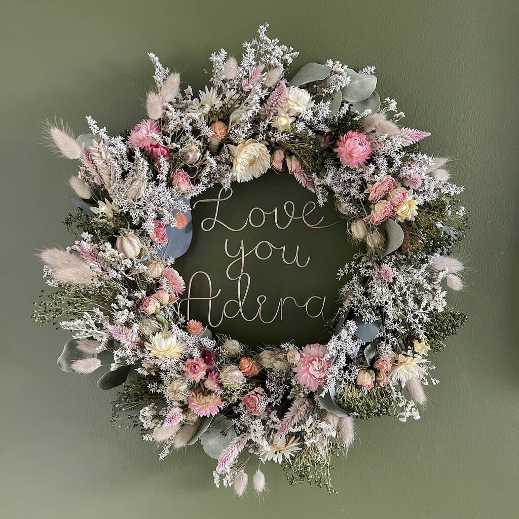 Personalised Pops Dried Flower Funeral Wreath By Jodie Simone