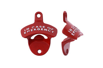 Red 'In Case Of Emergency' Metal Bottle Opener, 2 of 5