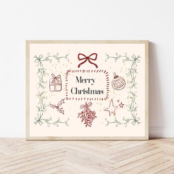 A4 Christmas Art Print Merry Christmas, Wall Art, Christmas Gift, Christmas Print, 4 of 5