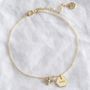 Personalised Gold Plated Bee Charm Anklet, thumbnail 2 of 7