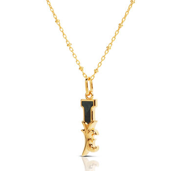 Gold Plated I Initial Necklace With Green Marble, 2 of 6