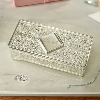 Personalised Engraved Antique Style Jewellery Box, 4 of 6