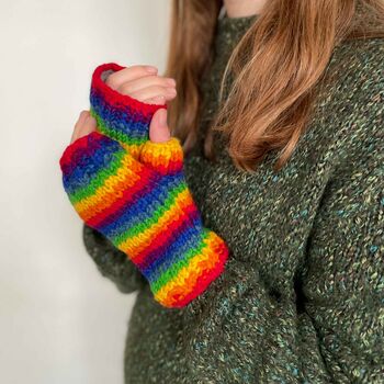 Woollen Rainbow Handwarmer Gloves, 5 of 5