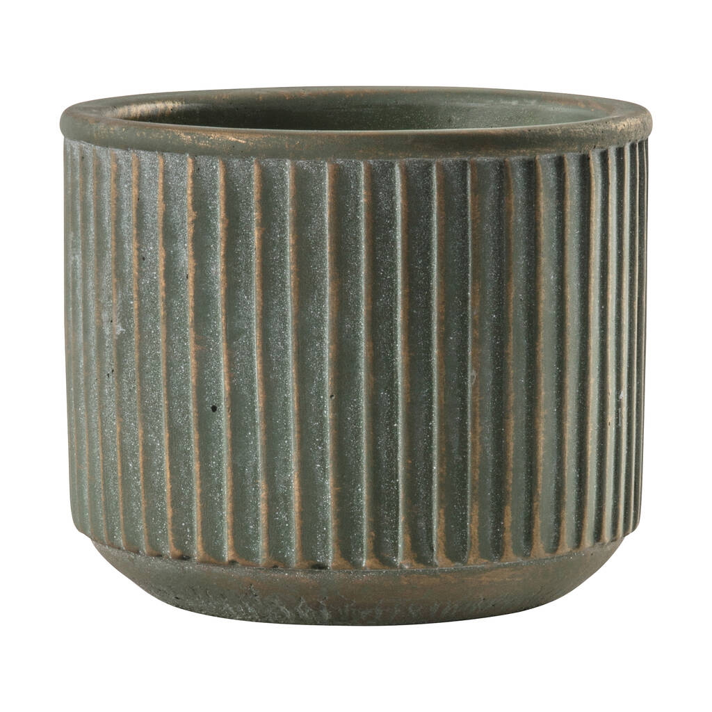 Green And Antiqued Gold Ceramic Planter, 1 of 3