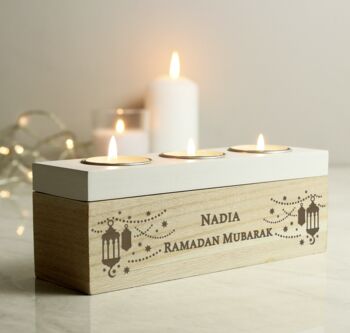 Personalised Eid And Ramadan Triple Tea Light Box, 2 of 3