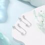 Sterling Silver Starburst Cz Dangle Chain Stud Earrings, thumbnail 6 of 12
