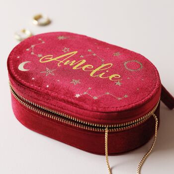 Personalised Starry Night Velvet Oval Jewellery Case, 5 of 11