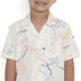 Voyager Trails Printed Cotton Shirt With Cuban Collar And Embroidery, Off White, thumbnail 5 of 7