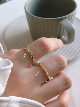 14 K Gold Chain Link Ring Set, 5 of 6
