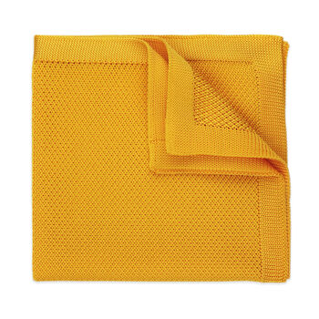 100% Polyester Diamond End Knitted Tie Mustard Yellow, 3 of 4