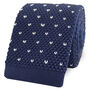 Men's Square End Knitted Tie With Dots | Navy Blue, thumbnail 1 of 5