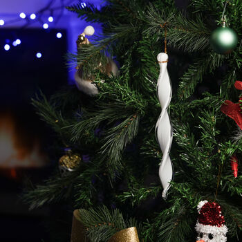 Hand Blown Frosted Glass Icicle Tree Decoration Ornament, 4 of 8