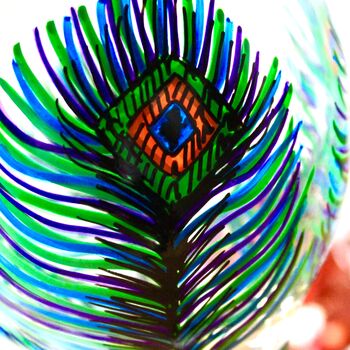 Peacock Feather Hand Painted Gin Glass, 2 of 7